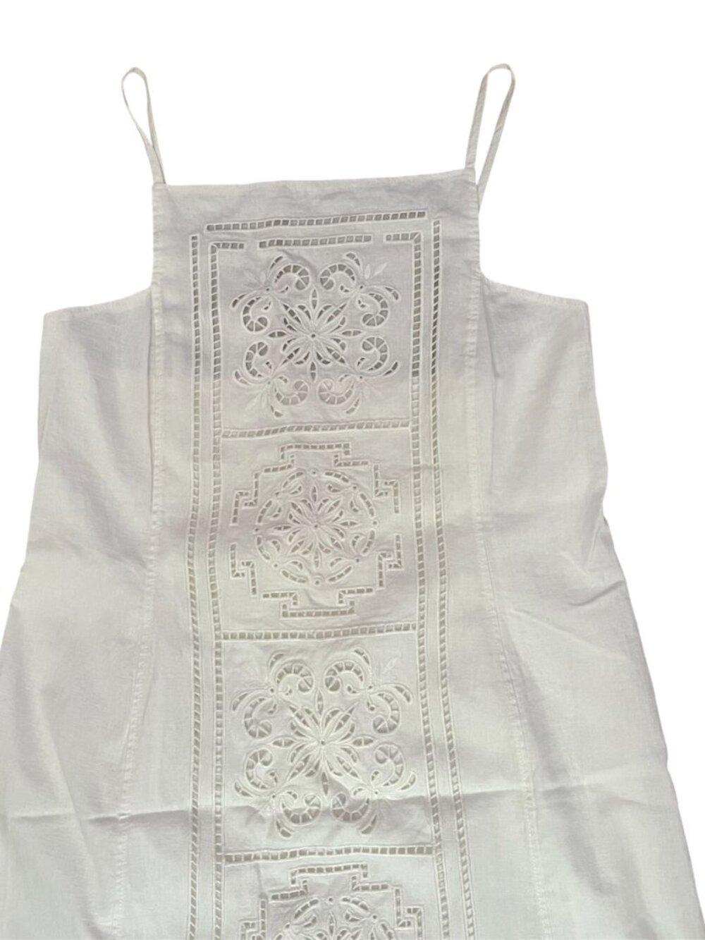 Zara ZW Collection Linen Blend Embroidered Dress Ecru Midi Straight Medium NWT - Picture 3 of 9